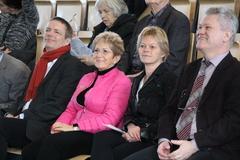 Landeskonservator Thomas Drachenberg, Oberbürgermeisterin Dr. Dietlind Tiemann, Referatsleiterin des MWFK Karin Melzer und Direktor BLDAM und Landesarchäologe Prof. Dr. Franz Schopper (v.l.n.r.)