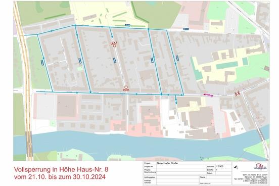 Stadtplan mit Darstellung der Verkehrsführung für Autofahrer