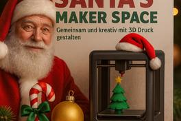 Werbeposter für Santas Maker Space.