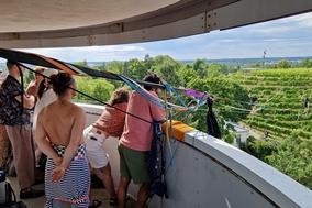 Per Slacklines ging es im Vorjahr für Mutige und Schaulustige von der Friedenswarte zum Weinberg. So auch beim Bergfest vom 3. bis 5. Juli 2026.