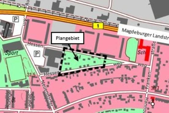 Lage des räumlichen Geltungsbereichs des Bebauungsplans Nummer 38 mit Abgrenzung (schwarz gestrichelte Umgrenzung); Plangrundlage: DTK 10