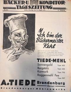 Werbeanzeige für Tiede-Mehl (Quelle: StABRB 21.22., Nummer 91).