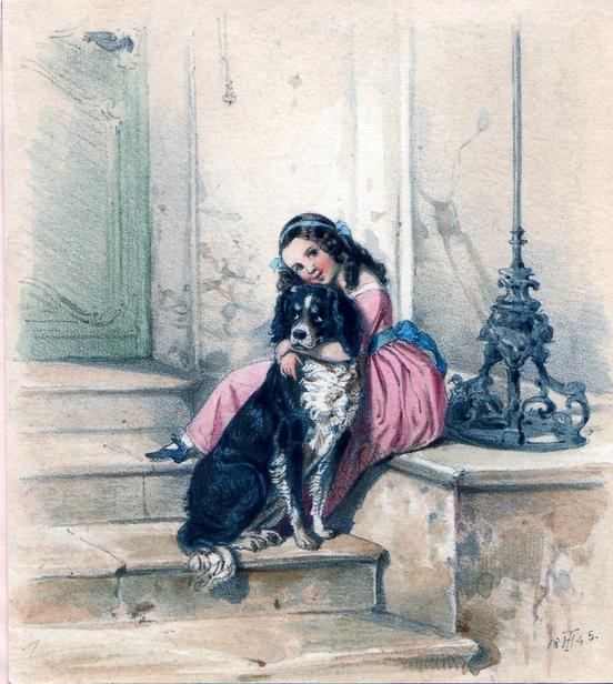 Theodor Hosemann, Wohlthat und Dankbarkeit, Aquarell, 1845