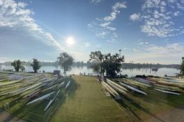 Der Sattelplatz der Regattastrecke Beetzsee war am Pfingstwochenende mit rund 400 Booten gut gefüllt.