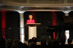 Brandenburgs Oberbürgermeisterin Dietlind Tiemann bei der Festrede auf dem Neujahrsempfang der Fontanestadt Neuruppin