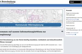 Screenshot von der Homepage für die Wärmeplanung.
