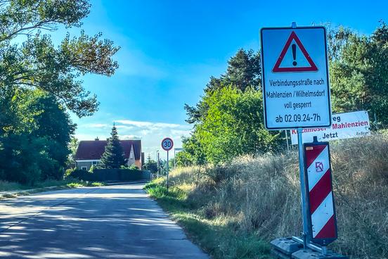 Ankündigung einer Straßensperrung