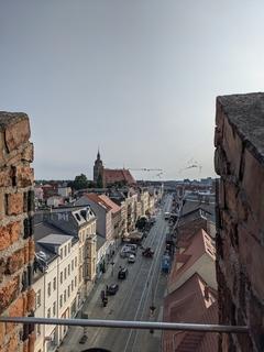 In den Herbstferien geht es auf Entdeckungstour in die Parks und den historischen Stadtkern von Brandenburg an der Havel. Blick von der Besucherplattform des Steintorturms Richtung Neustädtischer Markt. Foto: Stadtmuseum Brandenburg an der Havel