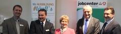 Eröffnung der Messe durch: Vizelandrat Potsdam-Mittelmark, Christian Stein, Geschäftsführer des Jobcenters Brandenburg an der Havel, Michael Glaser, Oberbürgermeisterin Brandenburg an der Havel, Dr. Dietlind Tiemann, Vertreter der Arbeitsagentur, Herr Pollnow und Oberbürgermeister Potsdam, Jann Jakobs (v.l.n.r.)