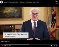Video-Aufruf für Wahlhelfer Video-Ausschnitt mit dem Bild des Bundespräsidenten Frank-Walter Steinmeier
