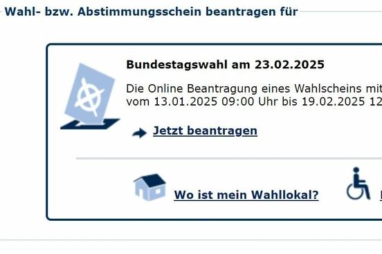 Auf diesem Weg kann die Briefwahl online beantragt werden.