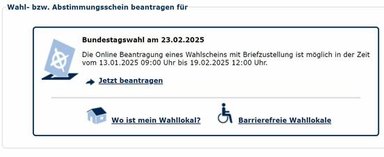 Auf diesem Weg kann die Briefwahl online beantragt werden.