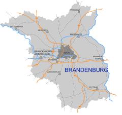 Infrastruktur Karte vom Land Brandenburg mit Verkehrswegen