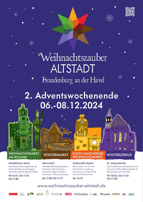 Plakat in dunkelblauer Adventsstimmung zum Bewerben des Weihnachtszaubers 2024.