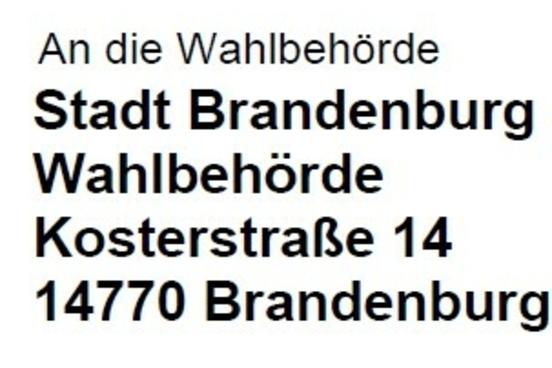 Ein "l" fehlt bei der Sendeanschrift der Wahlbehörde auf dem Wahlscheinantrag.