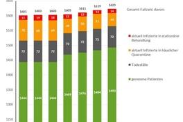 Grafik: Gesamtfallzahlen inkl. Unterteilung für die letzten 7 Tage