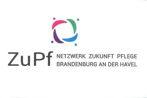 Mehrfarbiges Logo mit dem Schriftzug "ZuPf Netzwerk Zukunft Pflege Brandenburg an der Havel"