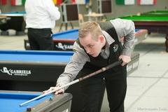 Volle Konzentration am Billard-Tisch: Max Gabel bei der Deutschen Jugendmeisterschaft in Bad Wildungen.