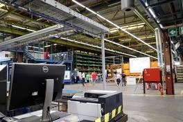 Einblick in die Werkhalle von Heidelberger Druckmaschinen in Brandenburg an der Havel.