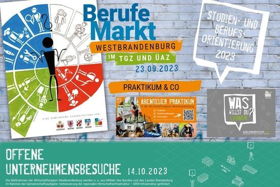 Plakat für den Berufemarkt Westbrandenburg und die Offenen Unternehmensbesuche