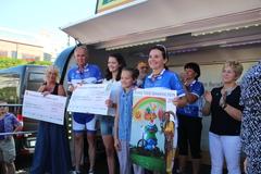 Übergabe von 2 Spendenschecks (3.027,27 EUR vom BKC und 2.447,73 EUR von Antje Teske gesammelt)