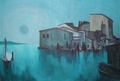 Am Mühlentor, Hubert Globisch, Öl auf Hartfaser, 1980