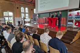 Gesprächsrunde mit Oberbürgermeister Steffen Scheller, Rathenows Bürgermeister Jörg Zietemann und THB-Präsident Prof. Dr. Andreas Wilms.