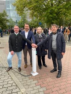 Die Schirmherren bei der Eröffnung (v.l.n.r.) Ralf Tebling (Bürgermeister Stadt Premnitz), Jörg Zietemann (Bürgermeister Stadt Rathenow), Elke Nermerich (Erste Beigeordnete Landkreis Havelland) und Steffen Scheller (Oberbürgermeister Stadt Brandenburg an der Havel)