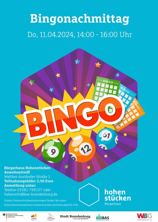 Das Plakat für den Bingo-Nachmittag