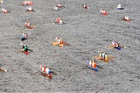 Wanderrudertreffen Rudern: Ein besonderes Erlebnis für die Wanderruderer war die gemeinsame Fahrt auf dem Zielabschnitt der Regattastrecke.