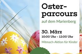Plakat zum Osterparcours mit Ostereiern