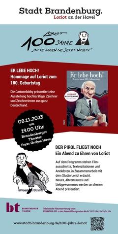 Flyer zur Doppelveranstaltung "Der Pirol fliegt noch" und "Er lebe hoch!"