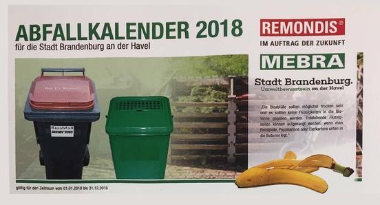 Aktualisierung: Neuer Abfallkalender 2018 