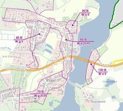 Grafik einer Karte von Plaue in der die Bodenrichtwerte angegeben sind