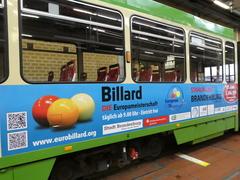 EM-Werbung Farbenfrohe EM-Werbung auf der Straßenbahn der Brandenburger Verkehrsbetriebe.
