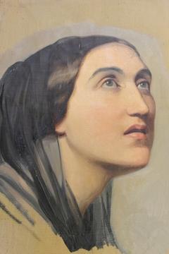 Portraitstudie einer jungen Italienerin mit schwarzem Schleier, Gustav Metz, 1846-1848, Pastell auf Leinwand