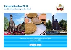 Deckblatt Haushaltsplan 2016 Deckblatt Haushaltsplan 2016