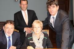 Jann Jacobs, Oberbürgermeister von Potsdam, Holger Kelch, Bürgermeister von Cottbus, Dr. Dietlind Tiemann, Oberbürgermeisterin von Brandenburg an der Havel, Dr. Martin Wilke, Oberbürgermeister von Frankfurt (Oder)