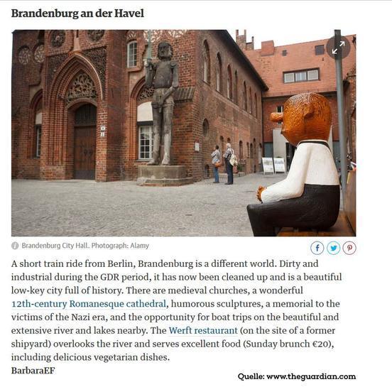 Brandenburg an der Havel als internationales Top - Reiseziel des Guardian