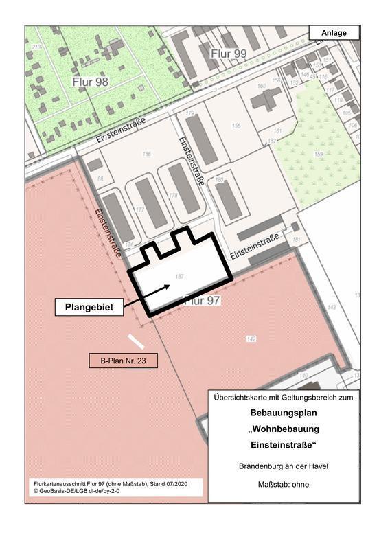 Frühzeitige Beteiligung der Öffentlichkeit an der Bauleitplanung – Bebauungsplan „Wohnbebauung Einsteinstraße“ Brandenburg an der Havel