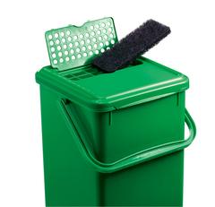 offener Filter des Bioeimers und schwarzer Filtereinsatz