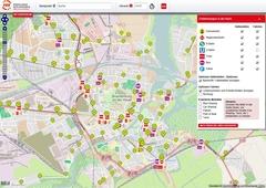 VBB-Livekarte Kartenausschnitt mit Kennzeichnungen für Busse und Bahnen