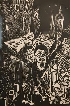 Oktober Neunundachtzig, Thomas Bartel, Linolschnitt, 1989