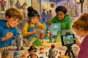 Grafik mit Kindern, die Spielzeug basteln.