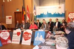 Daniel Kurth (SPD-Landtagsfraktion), Moderator Benno Rougk, Oberbürgermeisterin Dietlind Tiemann, SVV-Vorsitzender Walter Paaschen, Ursula Nonnenmacher (Grüne-Landtagsfraktion), Karl-Ludwig Böttcher (Städte- und Gemeindebund Brandenburg)